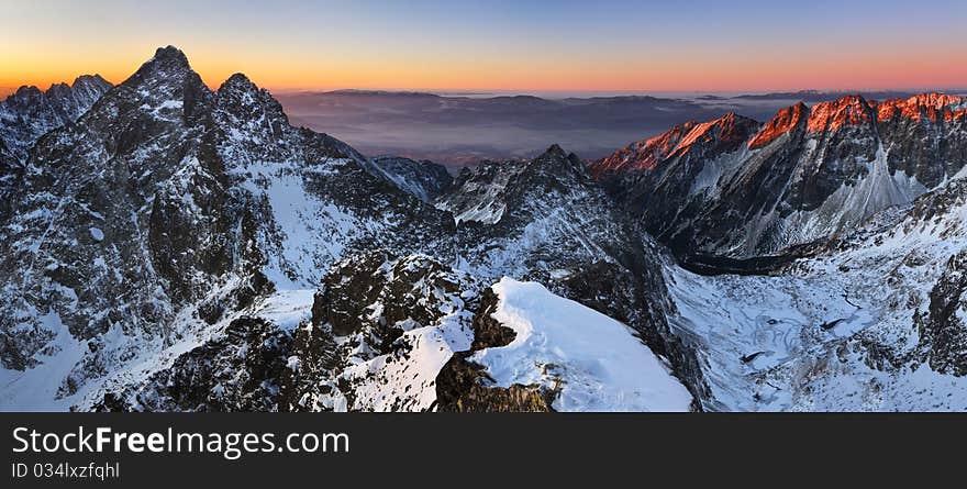 Beautiful sunrise in rocky mountain