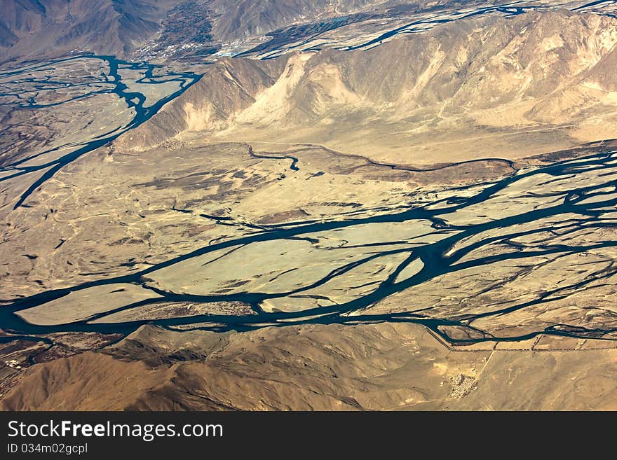 Aerial View Of Lhasa Landscape