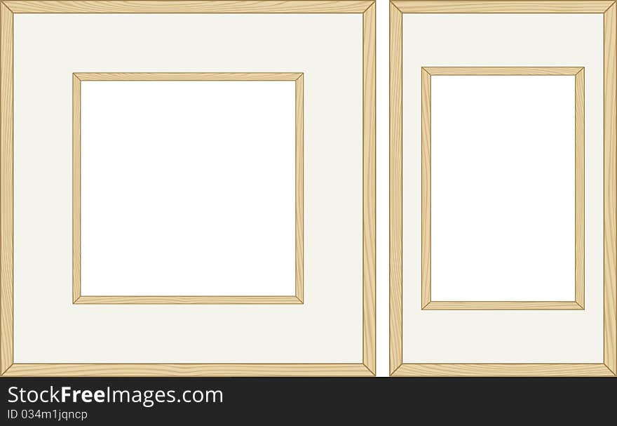 Wooden photo or image frames. Vector illustration. Wooden photo or image frames. Vector illustration