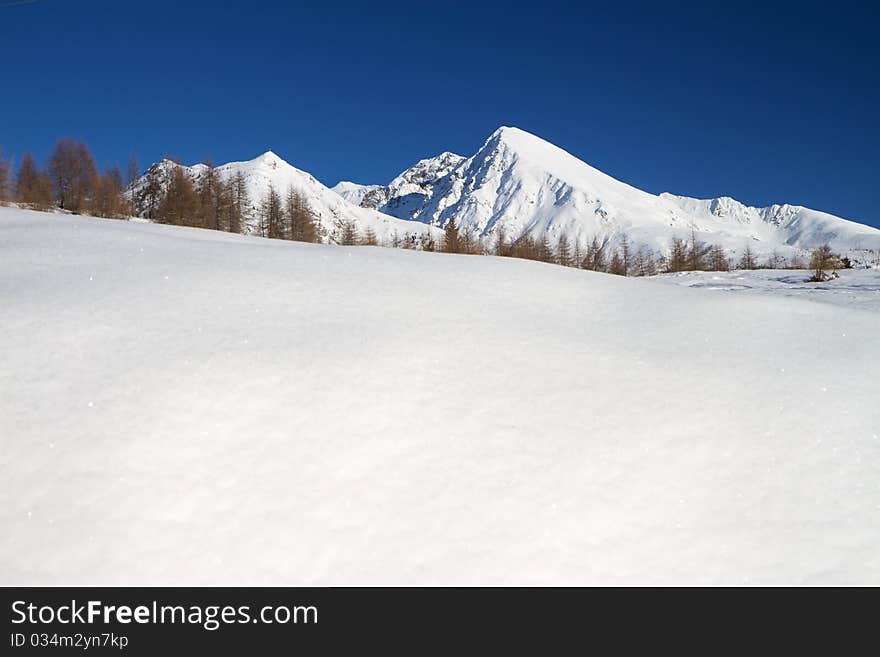 Varadega Peak at 2634 meters on the sea-level during winter. Brixia province, Lombardy region, Italy