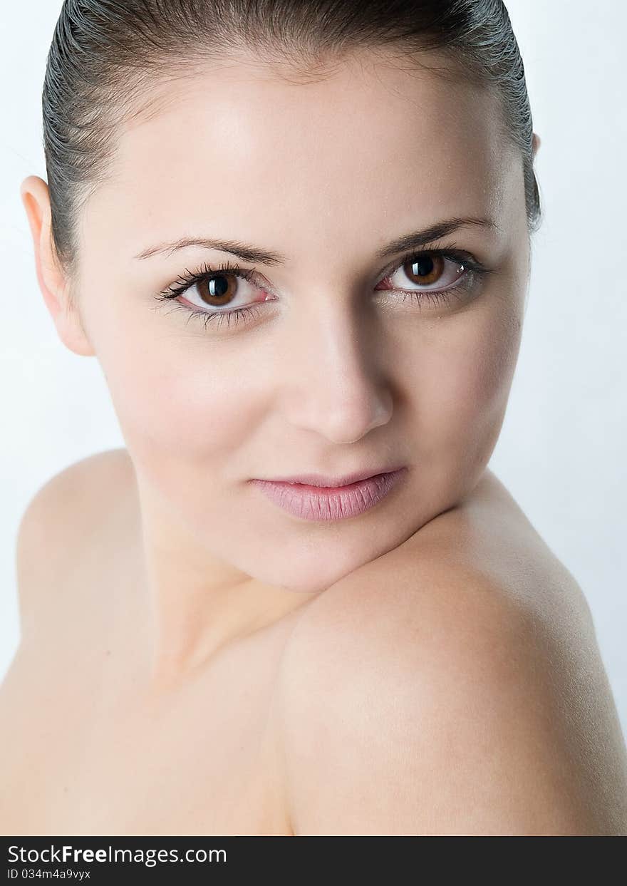 Sensual woman with brown hair