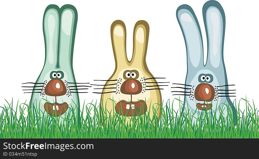 Three amazed hares. Vector illustration. Three amazed hares. Vector illustration