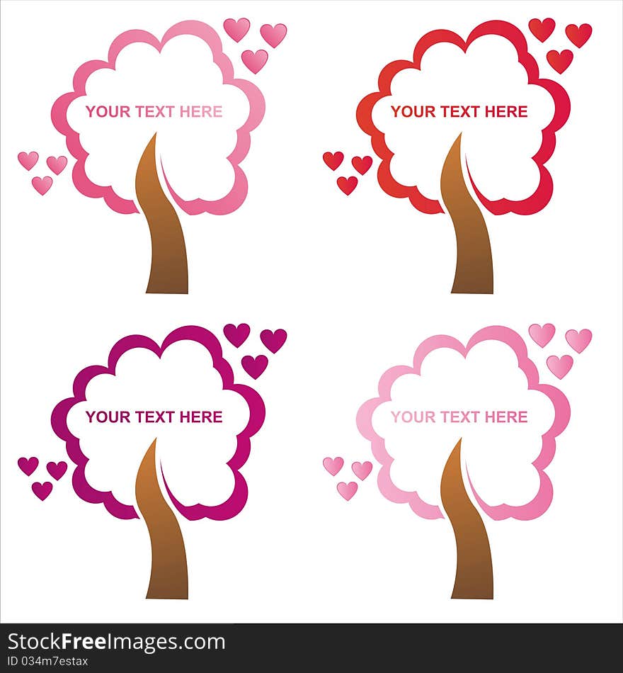 Set of 4 st. valentine's day tree frames