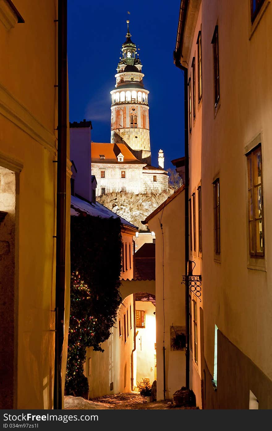 Street of Cesky Krumlov, city protected by UNESCO. Street of Cesky Krumlov, city protected by UNESCO.