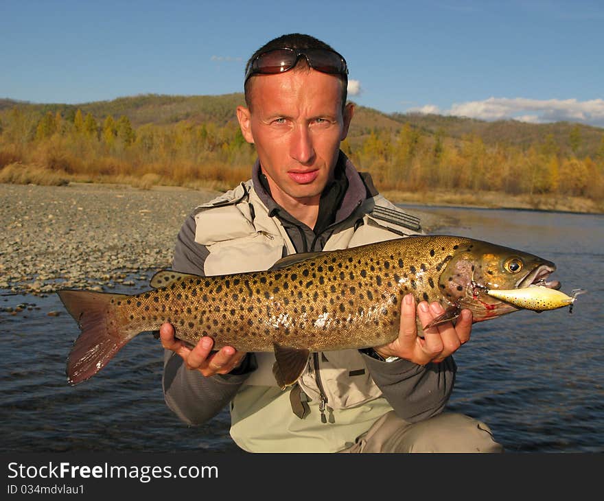 Fishing - big siberian trout catched in Mongolia