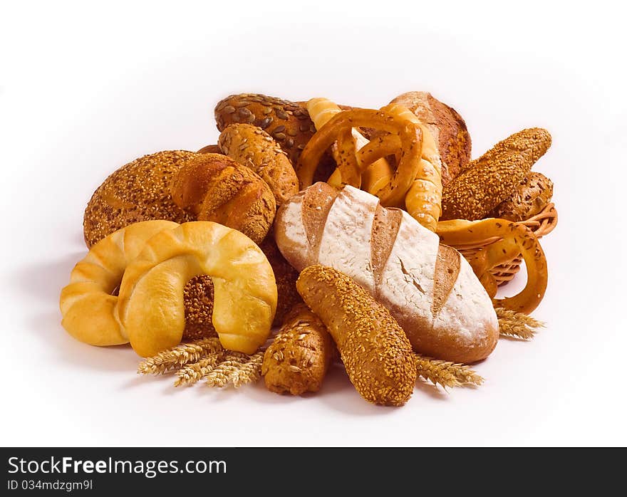 Variety of fresh bread - studio shot