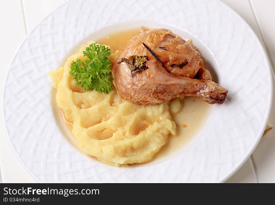 Roasted chicken and mashed potato