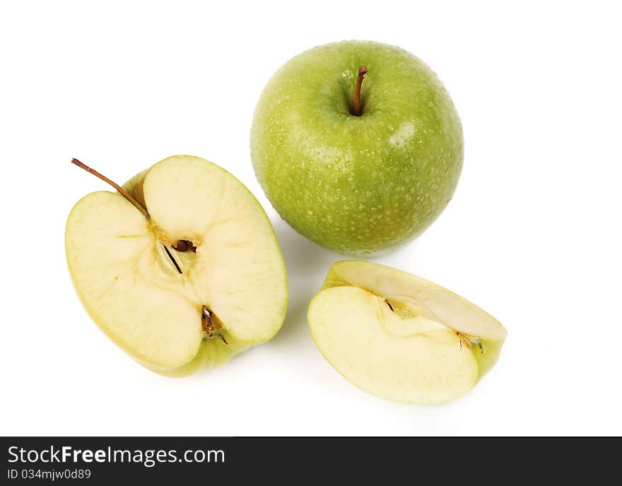 Fresh green apples isolated on white. Fresh green apples isolated on white