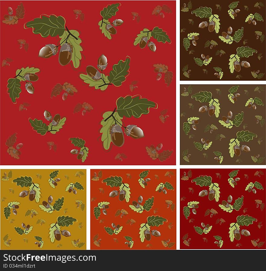 Seamless background with the image of acorns.Illustration. Seamless background with the image of acorns.Illustration.