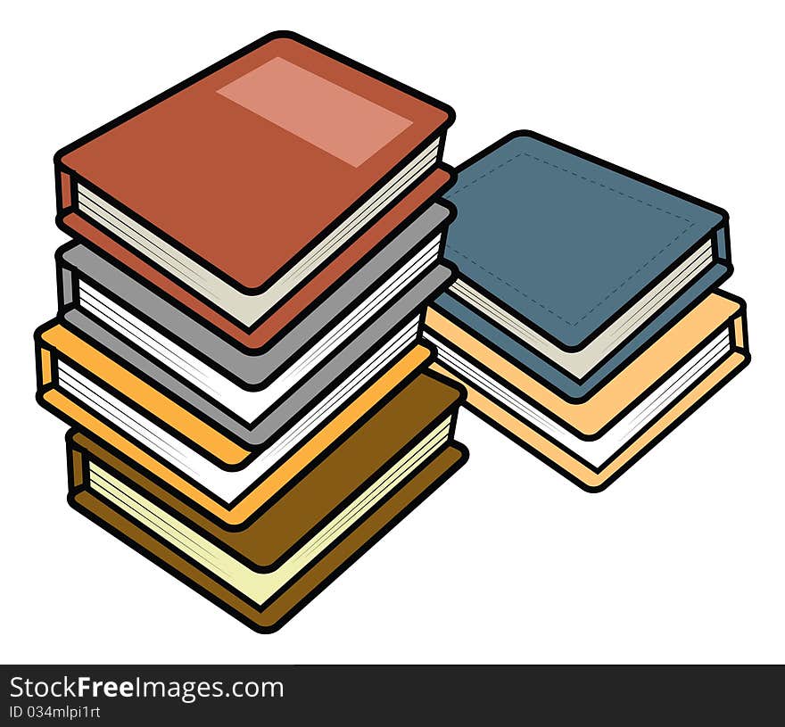 Cartoon illustration of a stack of books. Cartoon illustration of a stack of books