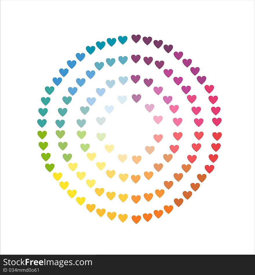 Color wheel made of hearts