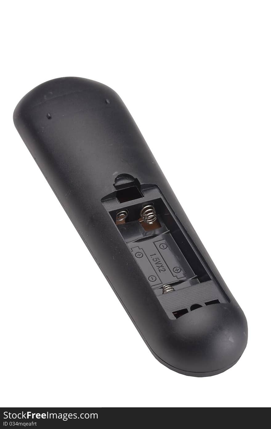 The reverse side of the remote TV remote with a place to install the batteries. The reverse side of the remote TV remote with a place to install the batteries.