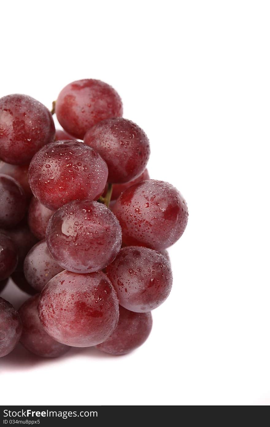 Macro of purple grapes isolated on white