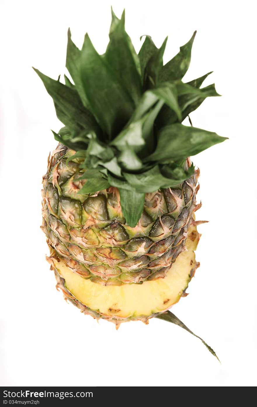 Fresh ripe pineapple cut on halves. Fresh ripe pineapple cut on halves