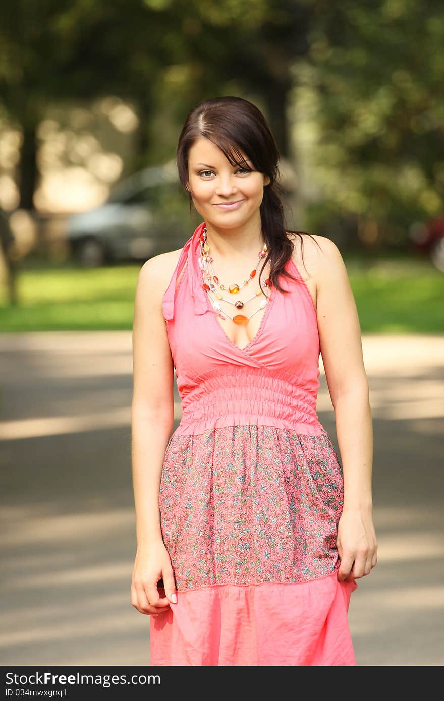 Attractive woman on a walk in park