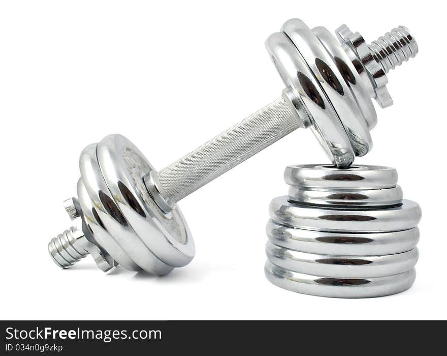 Dumbbells on a white background