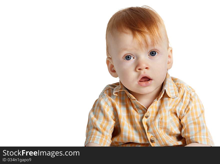 Little funny boy isolated on white