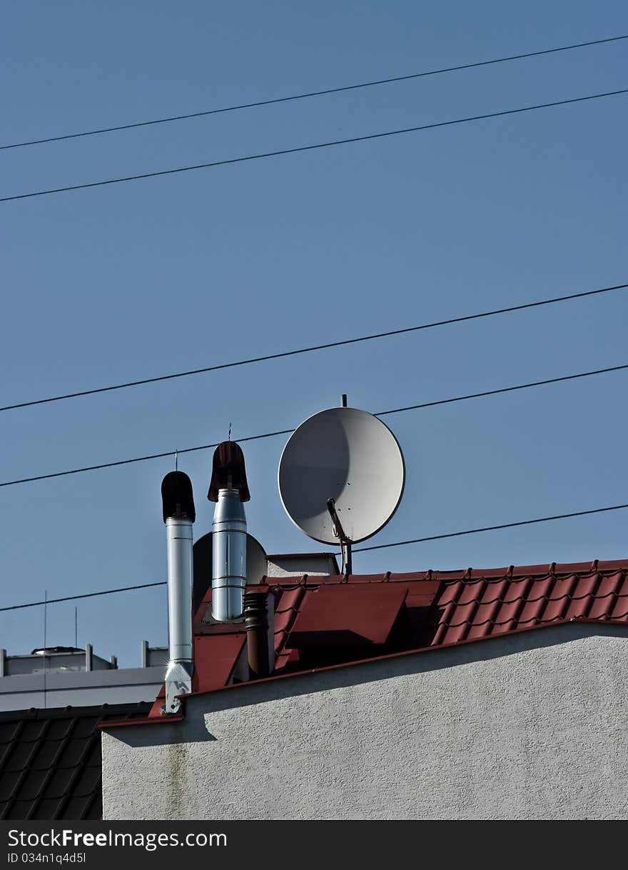 Chimneys on the roof of the building - closeup. Chimneys on the roof of the building - closeup