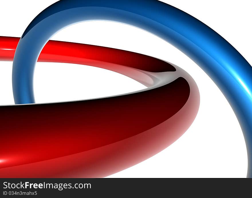 Abstract two rings in red and blue. Abstract two rings in red and blue