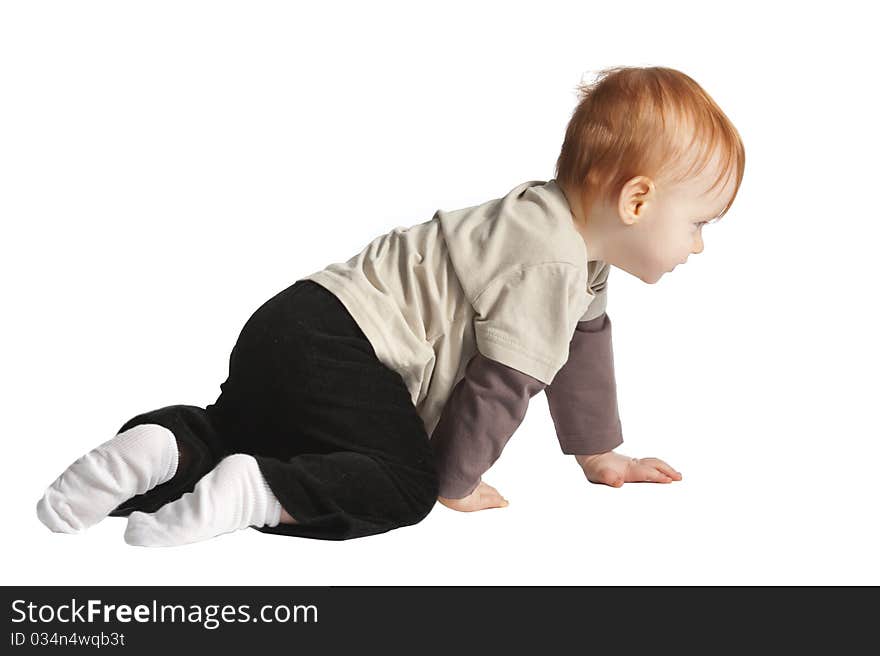 Little boy isolated on white background