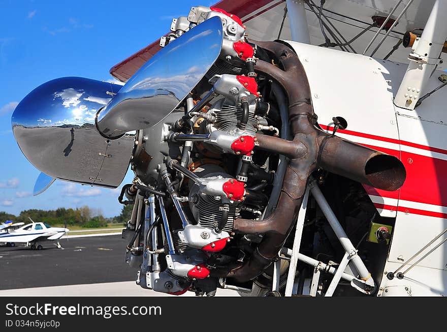 Radial Engine PT-17 Stearman on ramp Shiny