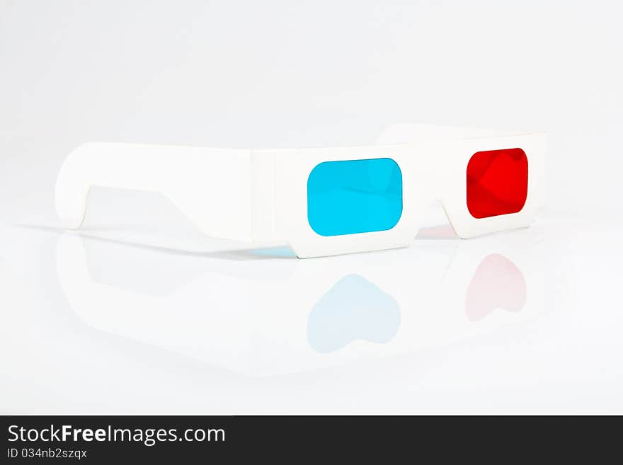 3d glasses with love hearts in reflection. 3d glasses with love hearts in reflection