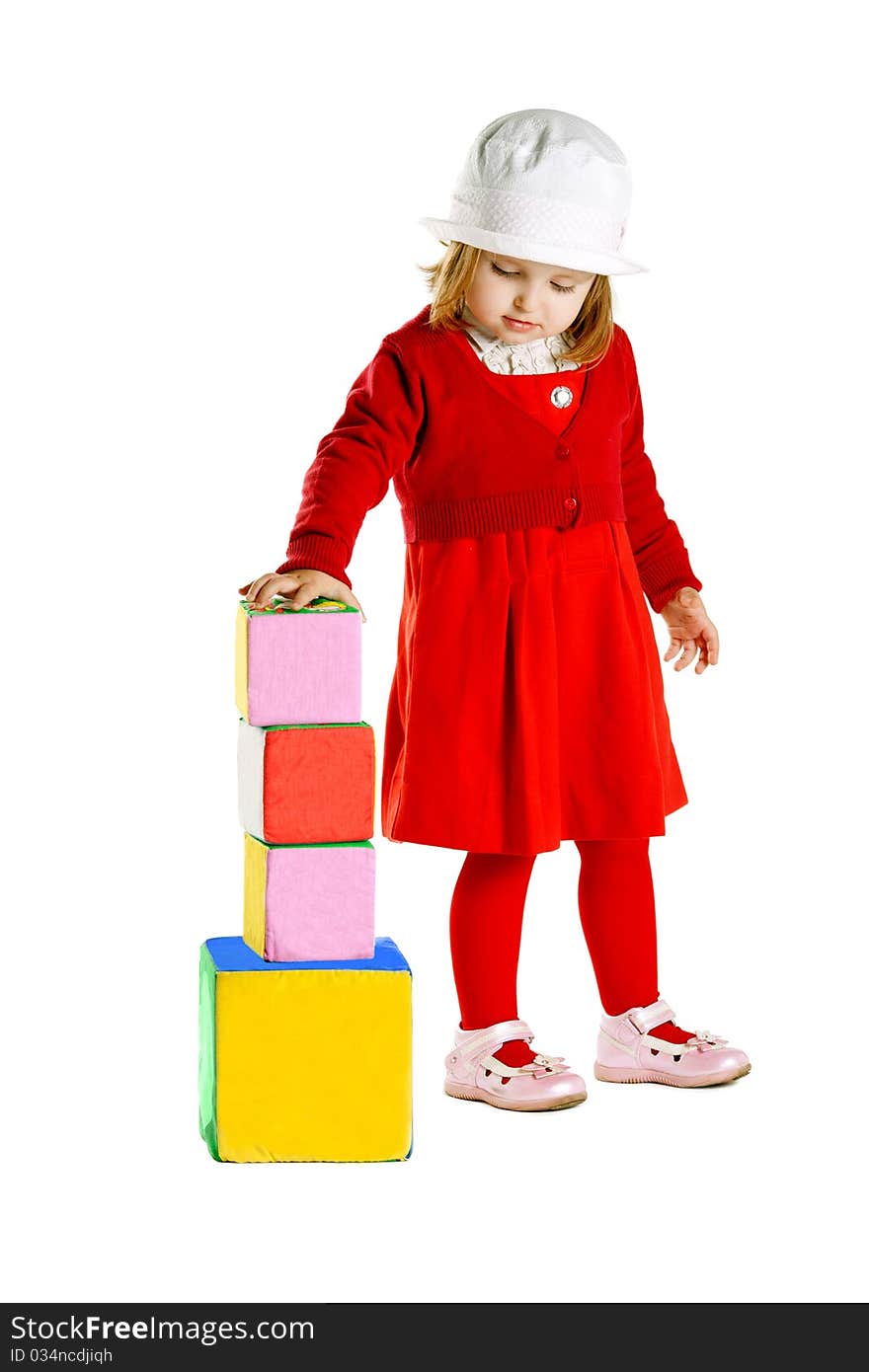 Girl playing with cubes