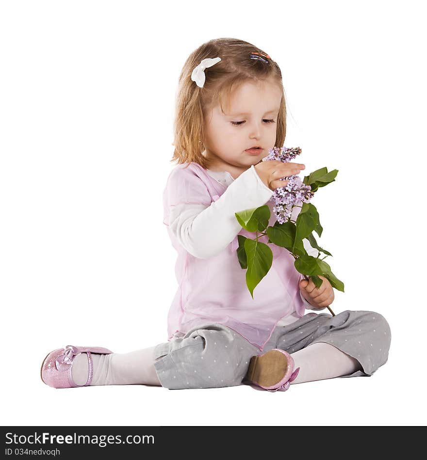 Little Girl With Liac Flower