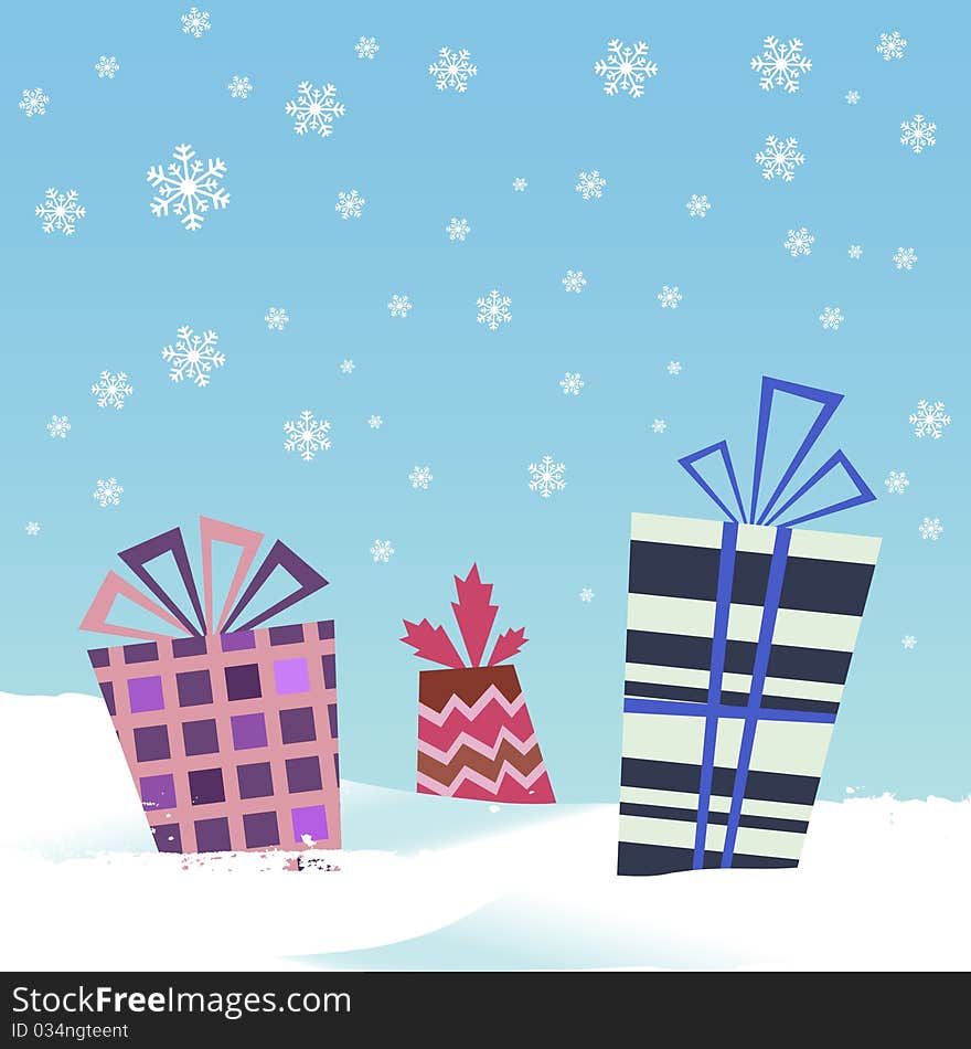 Decorative winter gift illustration background vector