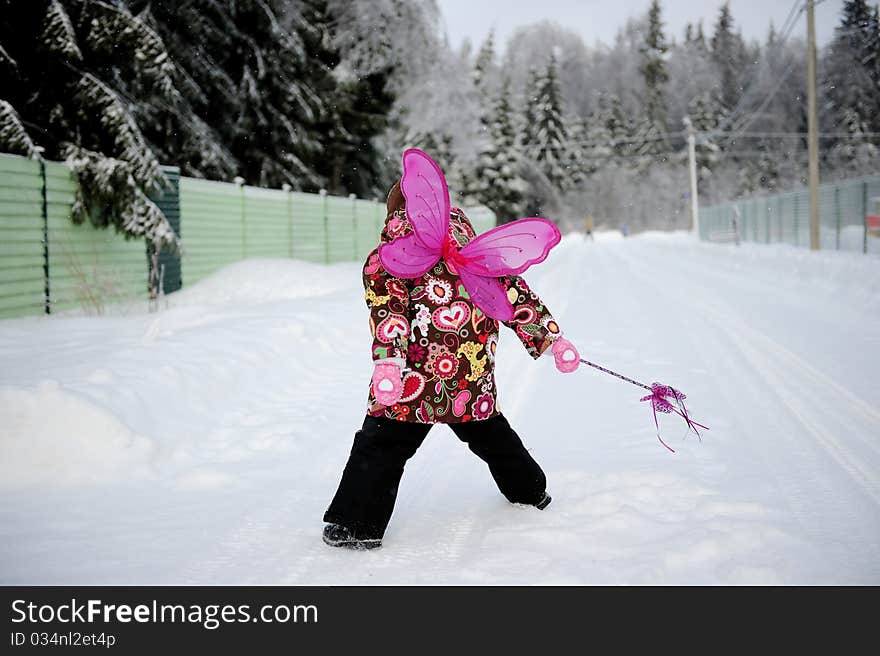 Small Girl With Magig Wand And Wings