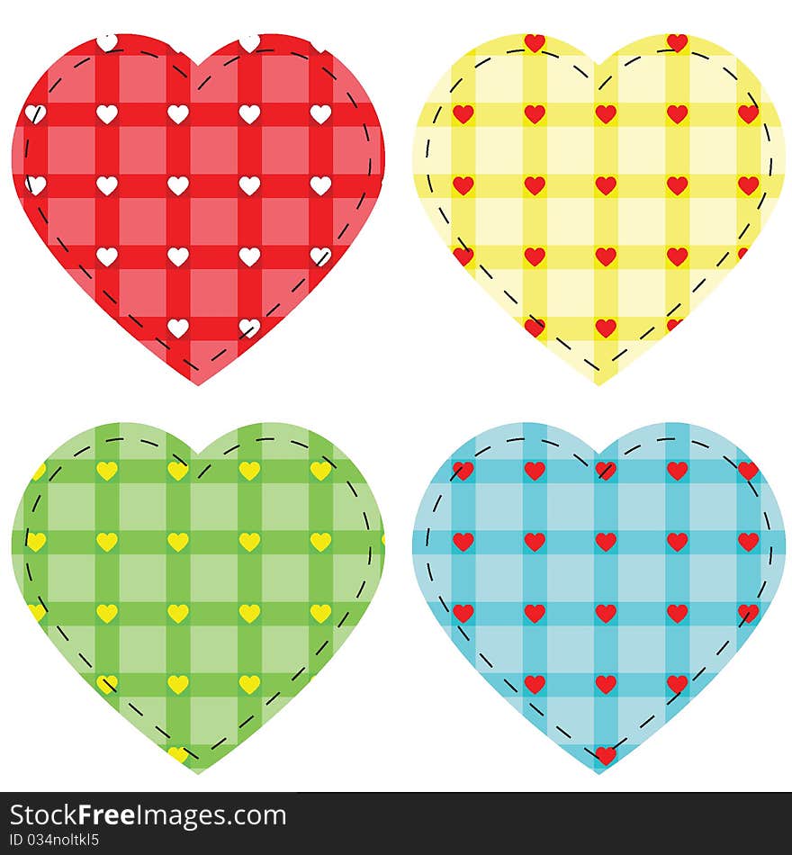 Checkered hearts, illustration eps8