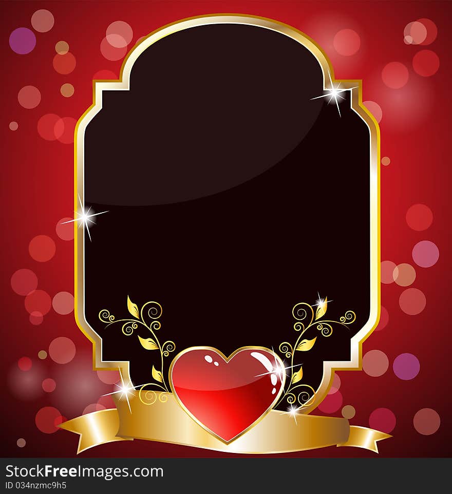 Glossy heart card on a sparkling background. Glossy heart card on a sparkling background