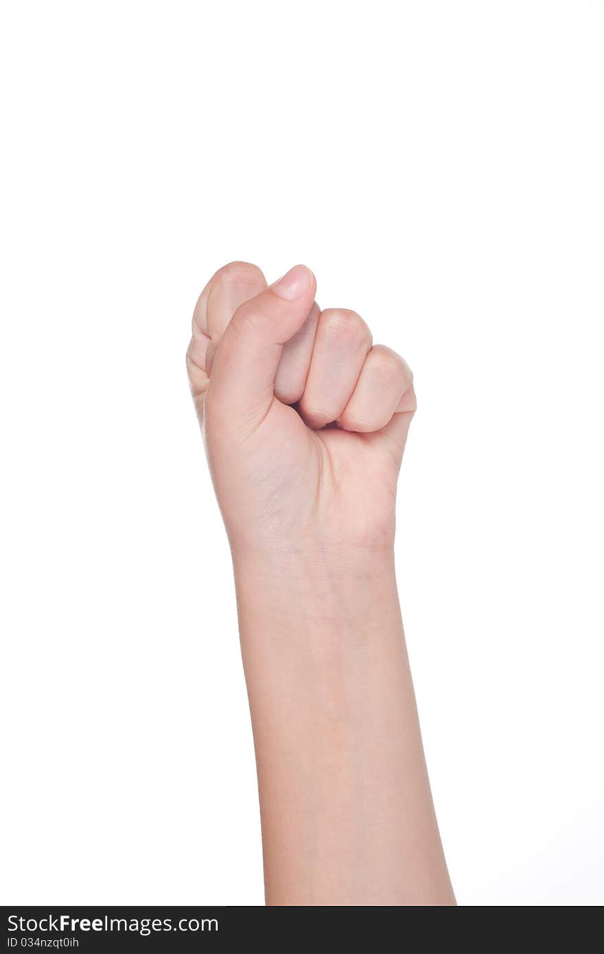 Hand gesture of female isolated