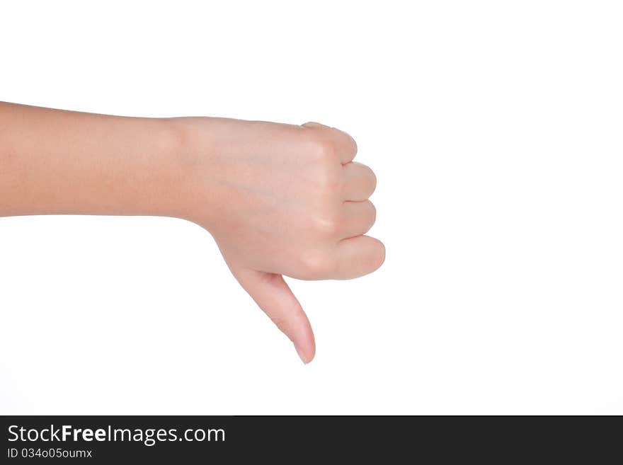 Hand gesture of female isolated