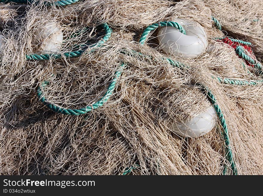 Group of  white fishnet with balls