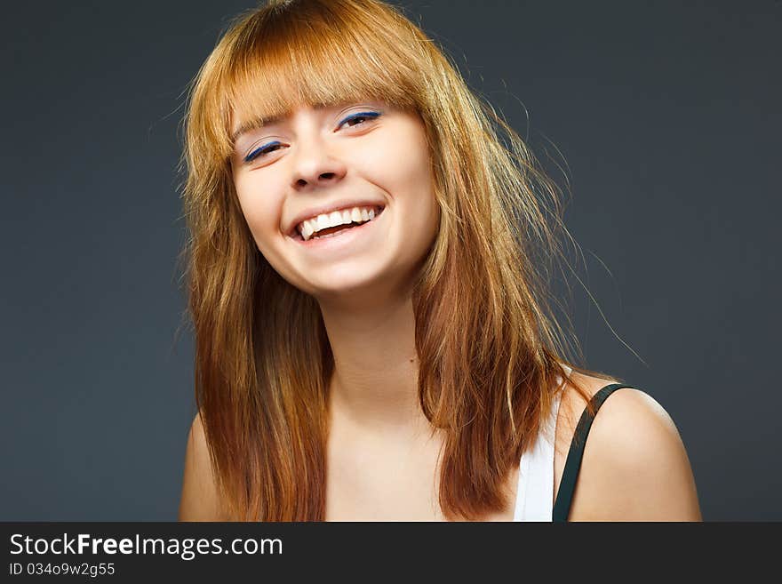 A beauty girl on the gray background