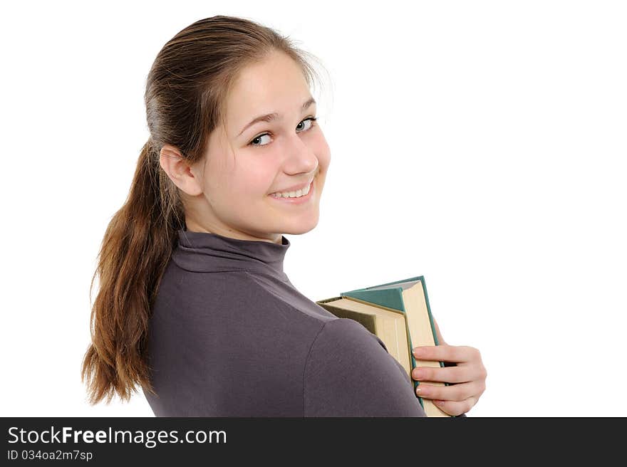 Young Girl With Long Hair And Book