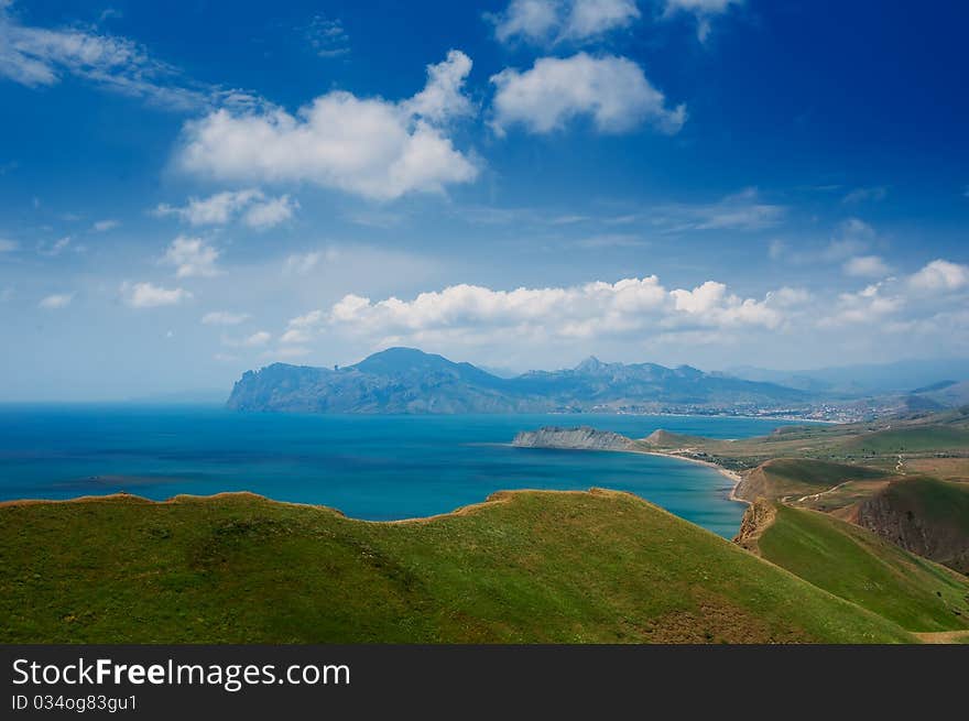 Summer landscape with the sea and mountains