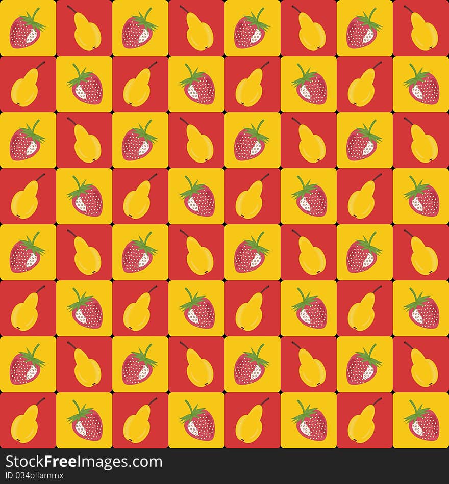 Background With Strawberries And Pears