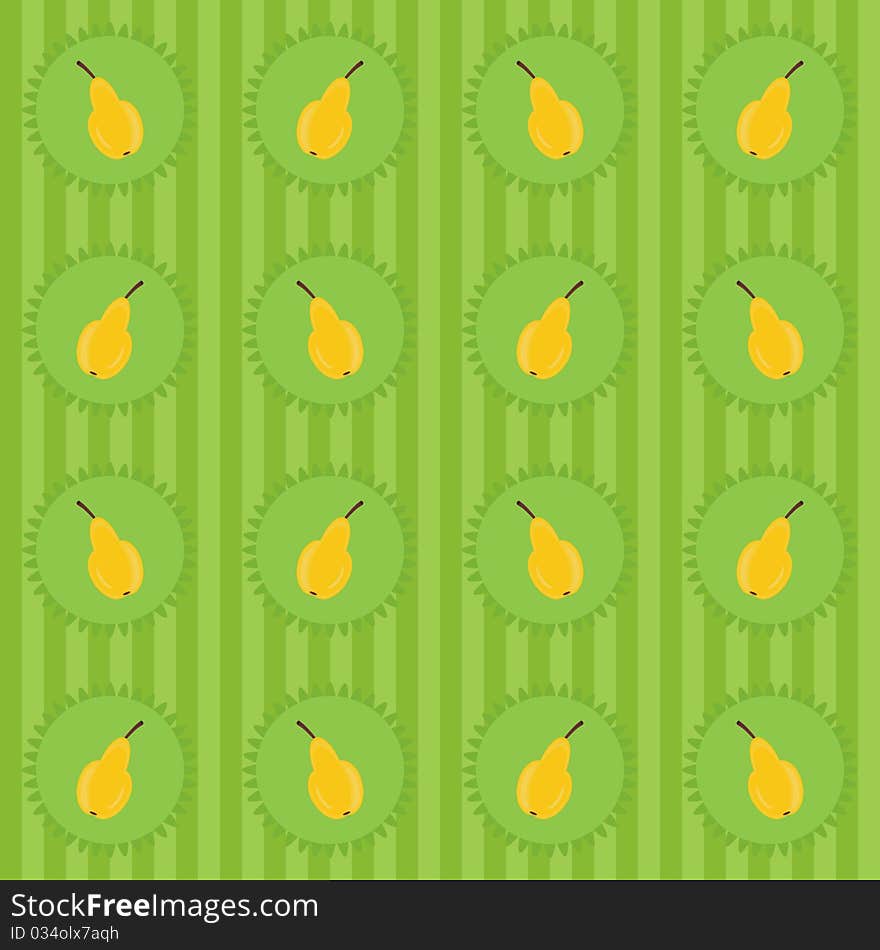 Background with pears on green