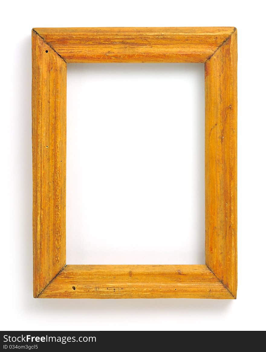 Old wooden frame on white. Old wooden frame on white