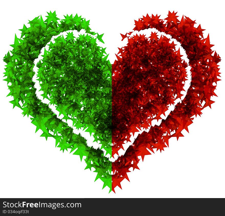 Heart red and green
double contrast color concept. Heart red and green
double contrast color concept.