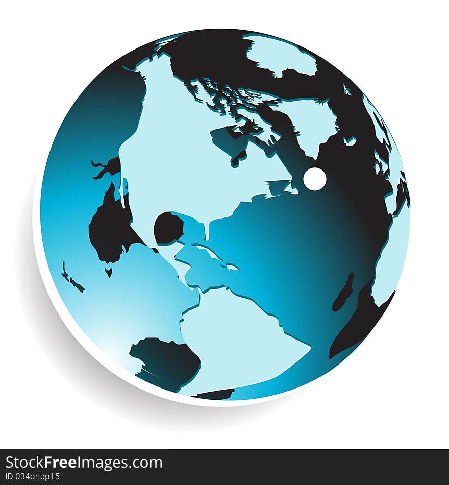 Illustration, transparent blue globe on white background