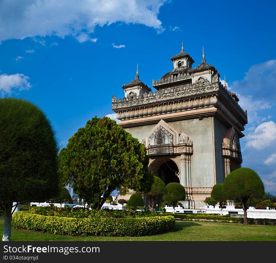 Patuxai or Arc de triomphe the building of French in Loa to marked their victory in Asia. Patuxai or Arc de triomphe the building of French in Loa to marked their victory in Asia.