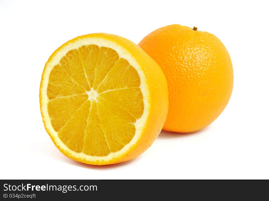 An image of fresh oranges on white background