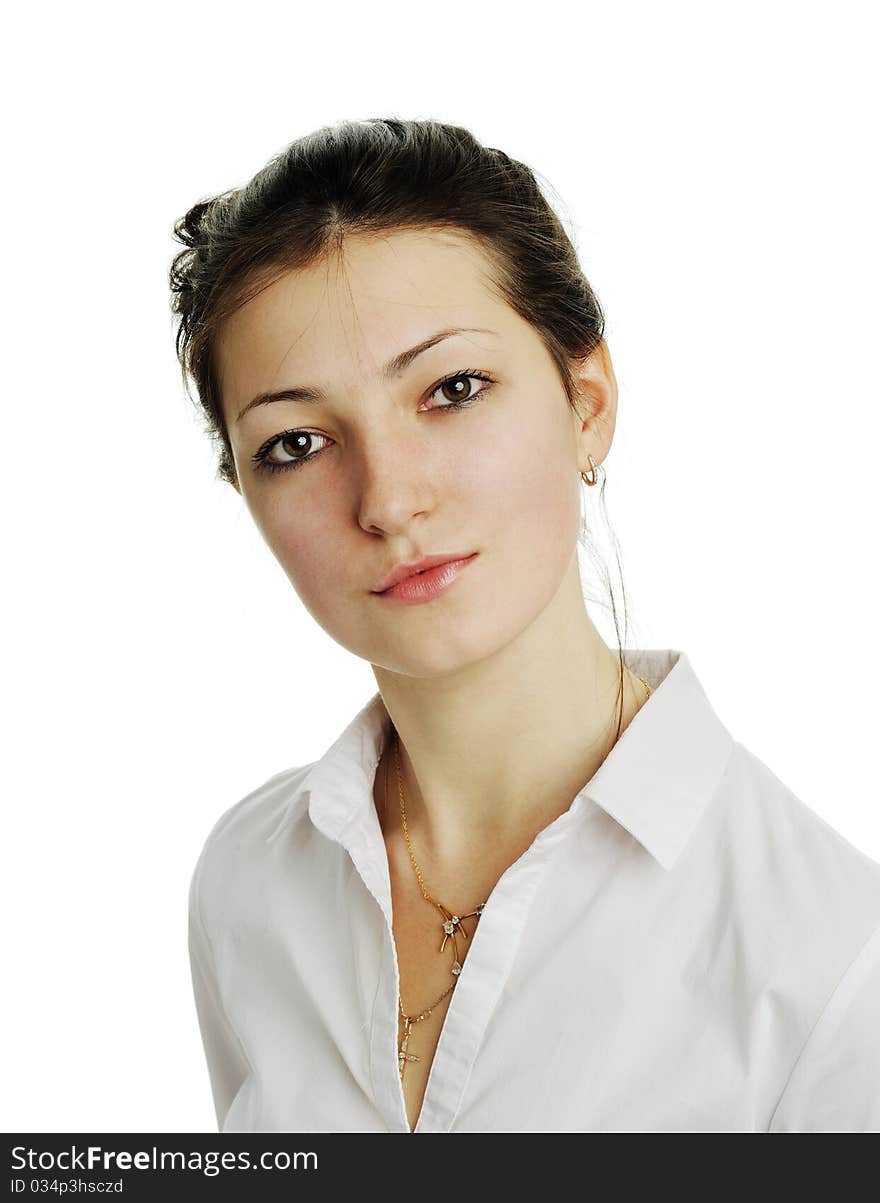 A portrait of a young beautiful woman close-up. A portrait of a young beautiful woman close-up