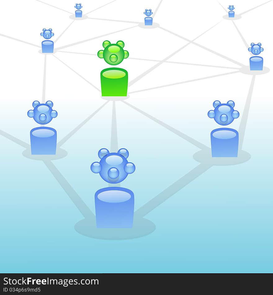 Illustration of networking with isolated background