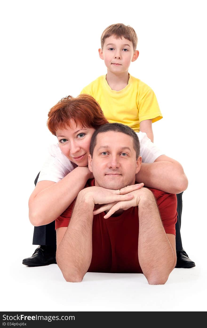 Family of four on the three on a white background. Family of four on the three on a white background