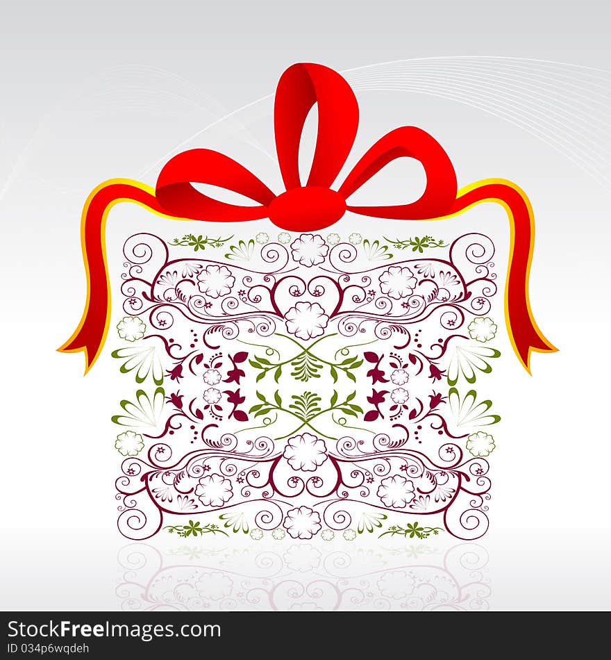 Illustration of floral gift card on white background