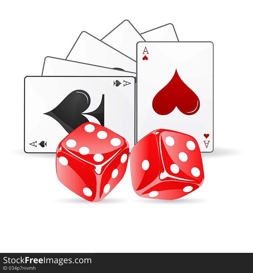 Playing card with dice